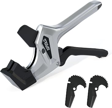 PVC Pipe Cutter - 2 Inch Heavy Duty, SK5 Manganese Steel Blade, Aluminum Body, One-Click Blade Replacement, 2 Free Spare Blades | High Value, Low Price