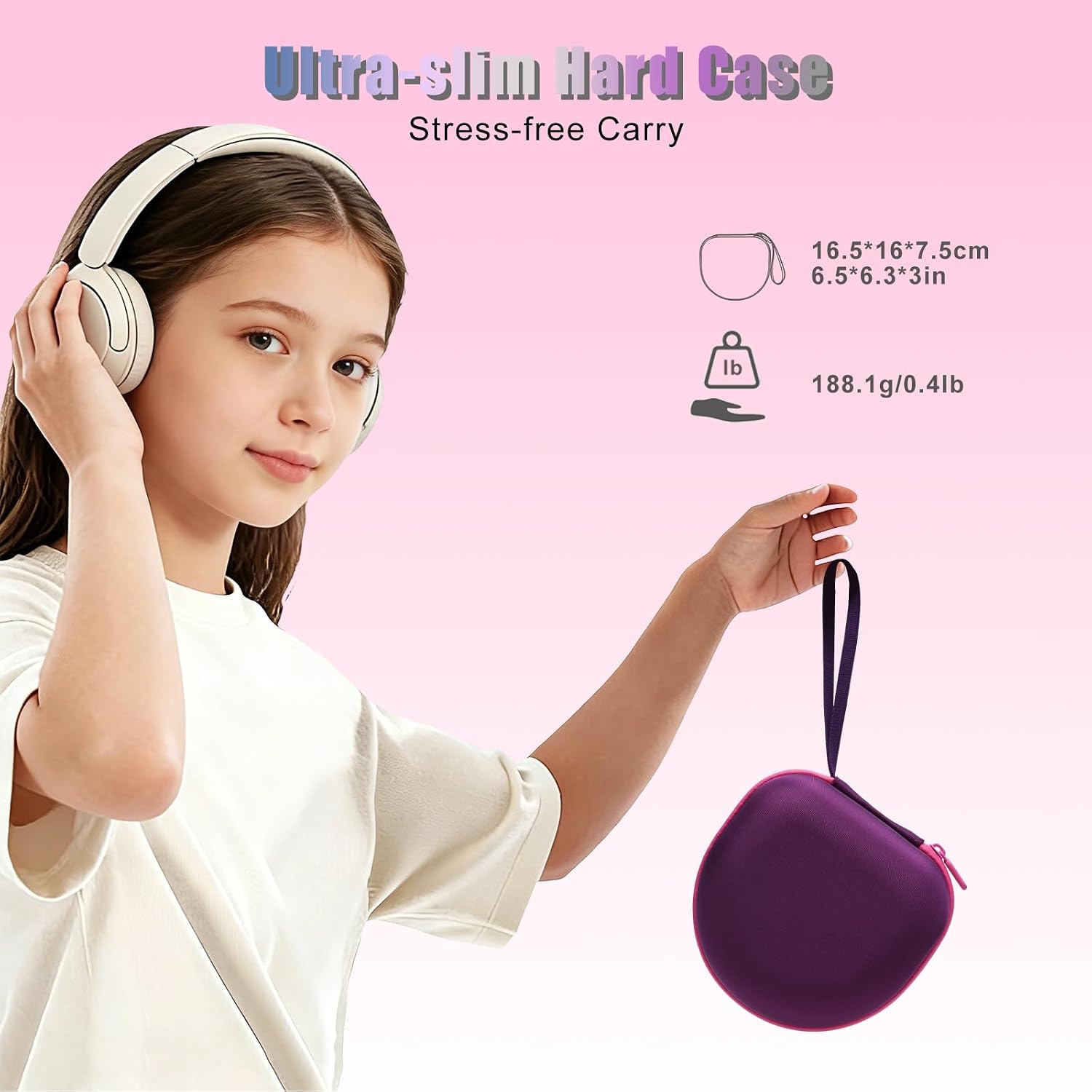 Kids Headphones Case for Jlab/iClever/Acer Headphone,Purple+Pink,Case Only image 4