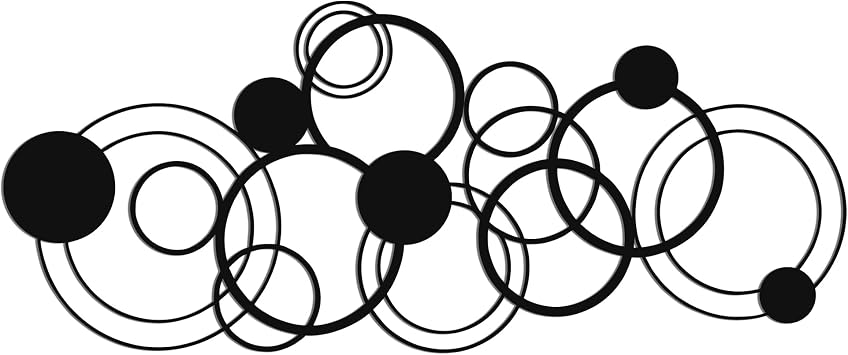 YATEASLU Black Abstract Wall Art, 2 Piece Modern Line Art Wall Decor - Minimalist Circle Metal Sculpture for Living Room, Bedroom, Office 25" x 10.4"
