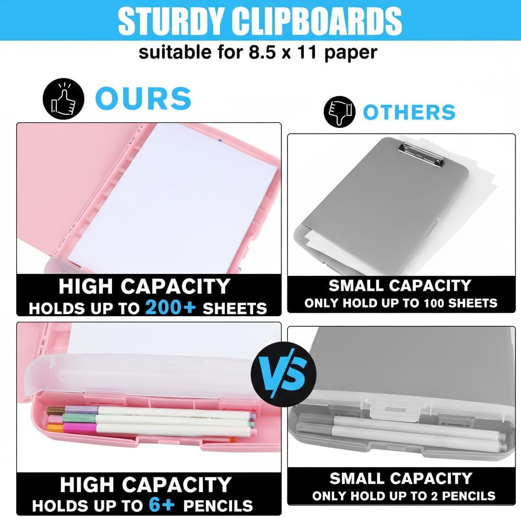 Light Pink Plastic Clipboard with Storage,Cute Nursing Clip Boards 8.5x11 image 4