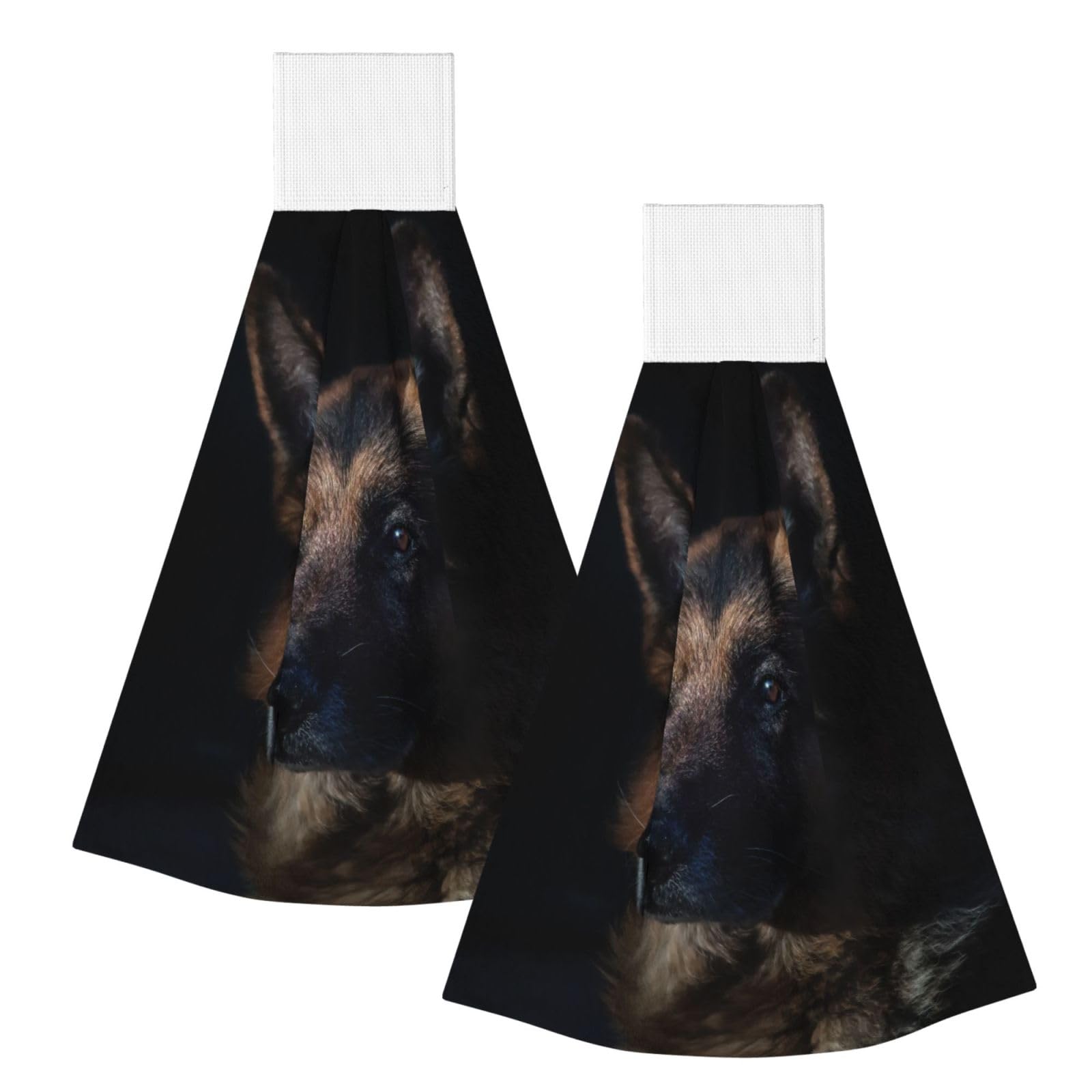 DOPKLNA German Shepherd Dog, 2 Pcs Hanging Coral Fiber Hand Towels for Bathroom, Absorbent Kitchen Towels