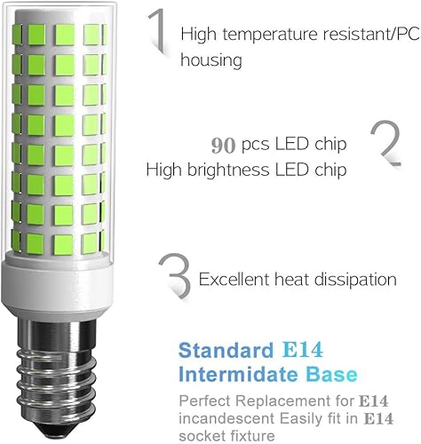 Miniatura 25 de Bombillas LED E14, paquete de 3 bombillas E14 con base de tornillo europea para lámpara de vela de ventana eléctrica, bombilla de refrigerador E14