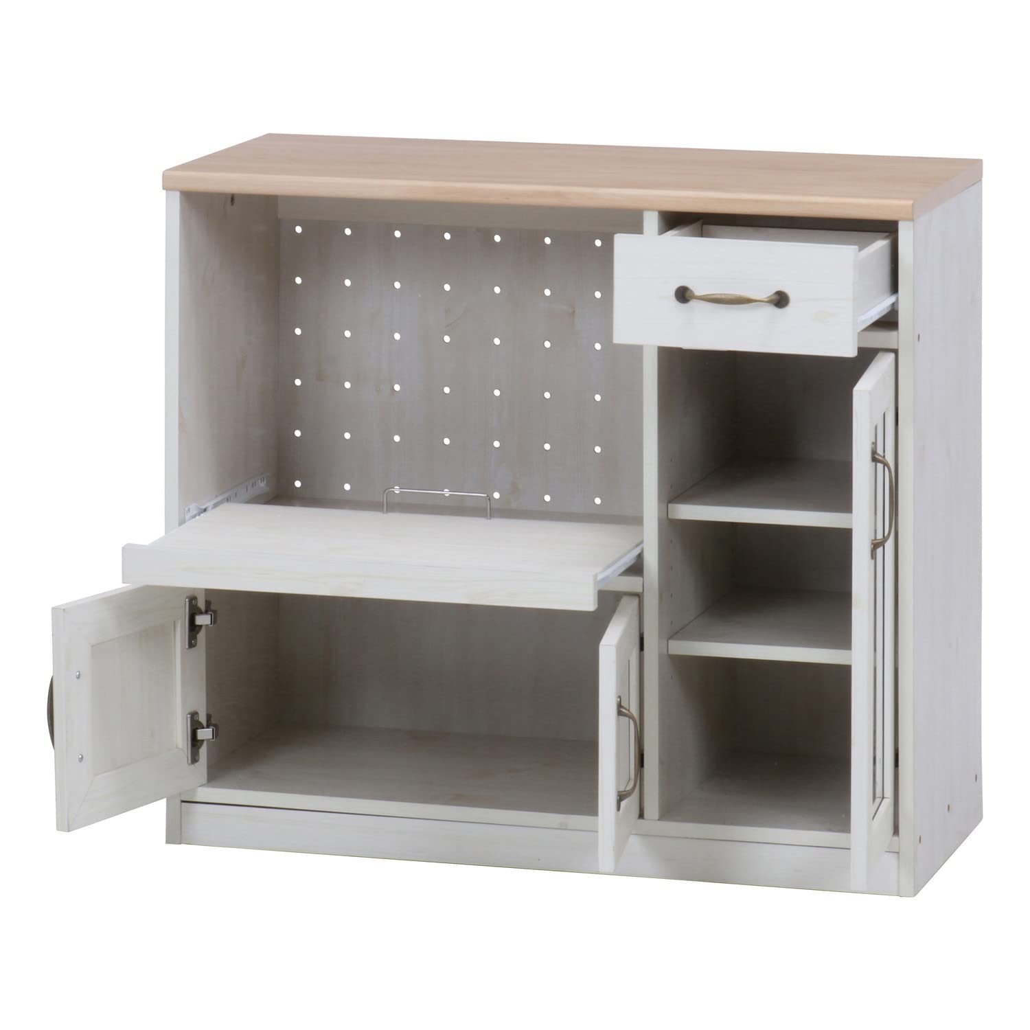 不二貿易 キッチンカウンター 食器棚 幅90.5×奥行39.5~41×高