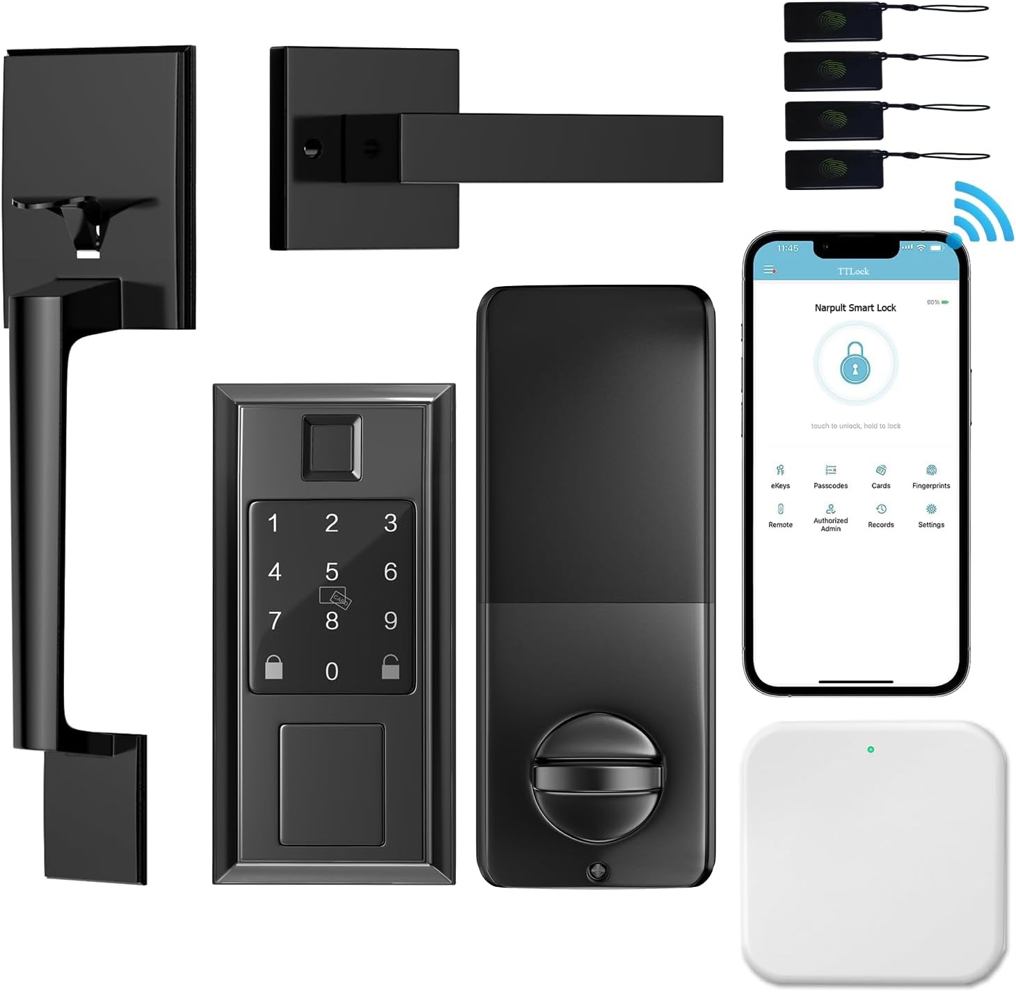 WiFi Front Door Lock Set, Keyless Entry Door Lock Deadbolt with Handle Set, Smart Door Locks for Front Door