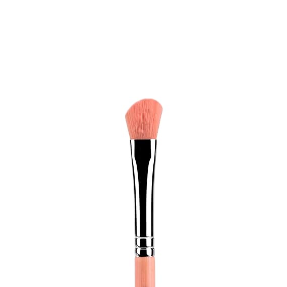 Bdellium Tools Professional Makeup Brush - Pink Bambu Series 766 Angled Shadow - With Soft Synthetic Fibers, For Applying Eyeshadow (Pink, 1pc)