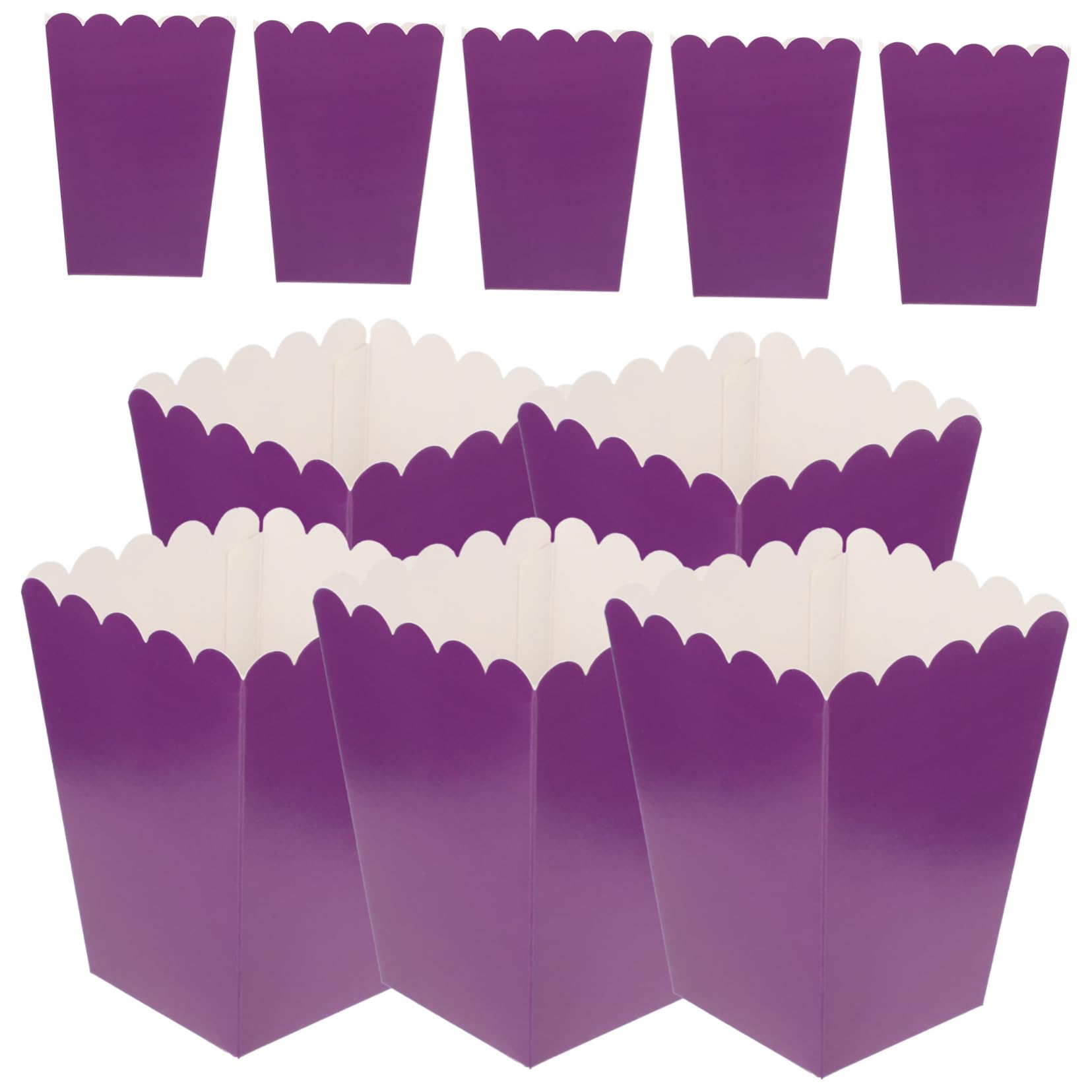 MUCKLILY 50pcs Boxes Popcorn Box Movie Night Party Popcorn Bowl Baking Disposable Holder Cardboard Popcorn Container Cake Container 250g White Cardboard Purple Paper Decorations