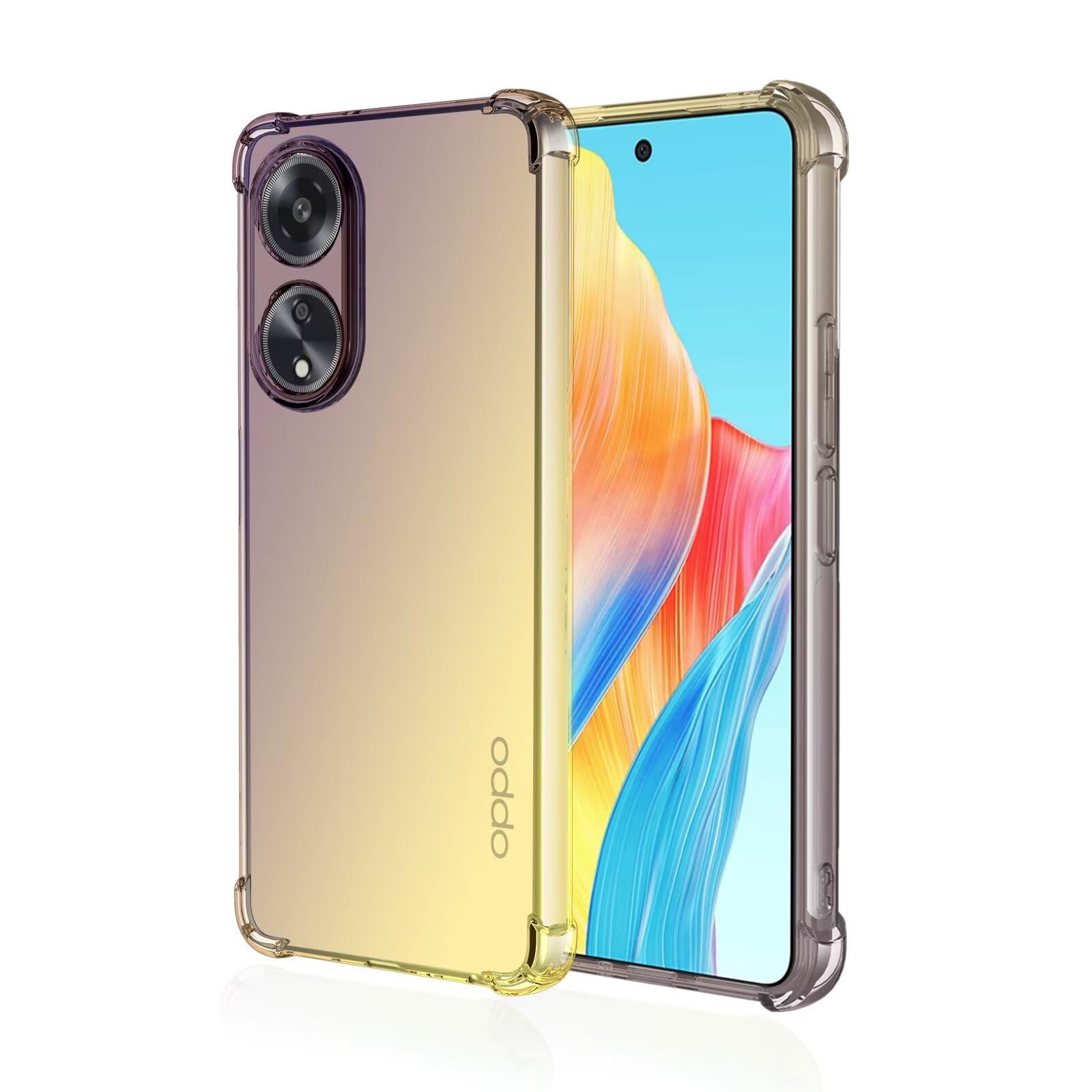 Topme Custodia In Silicone TPU Per OPPO A78 5G - Effetto Gradiente Trasparente Oro/Nero
