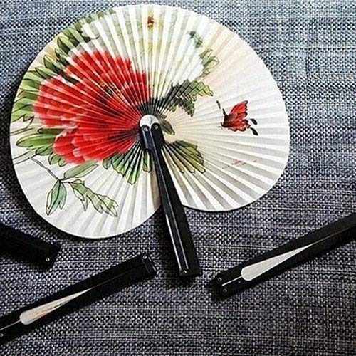 Shineweb® 3Pcs Foldable Chinese Oriental Floral Paper Hand Fans Wedding Table Favors #TOP5