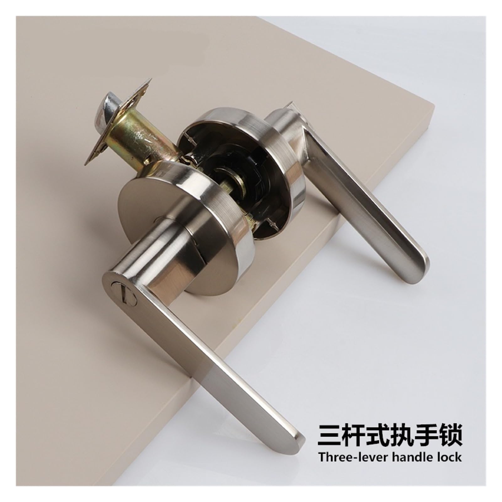 Negro Mate Pestillo Simple Cerradura de Bola Baño Tipo | Baño Pestillo Simple Tipo Negro Mate(Brushed silver without key)