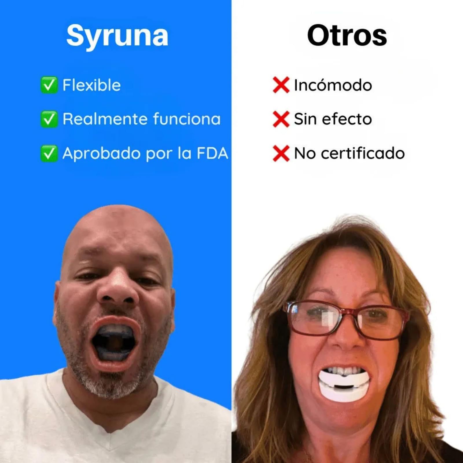 Syruna - Férula bucal médicaantirronquidos, discreta ycómoda，Dispositivo Anti-Ronquidos | Férula Bucal para Sueño Reparador y Respiración Cómoda，Mejorar la Calidad del sueño