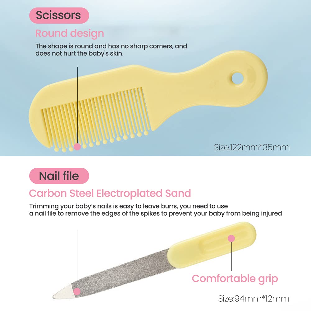 Kit de 10 pièces de soins pour bébé maternel et enfant - Coupe-ongles ciseaux de sécurité brosse à cheveux peigne nettoyeur corps et nez - Kit d'essentiels de soins de santé