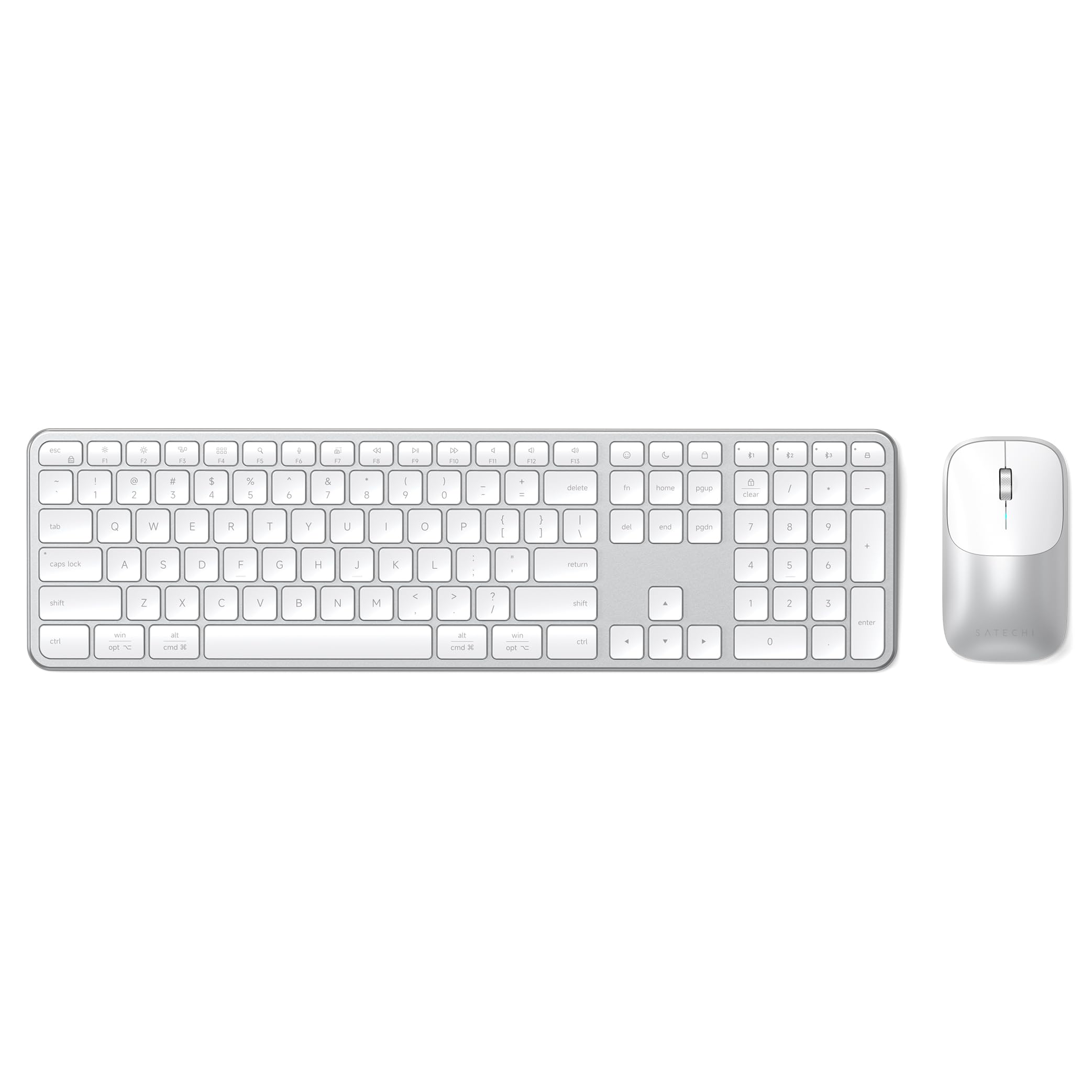 Satechi Combo Clavier et Souris sans Fil Slim CEX3, QWERTY US, Argent