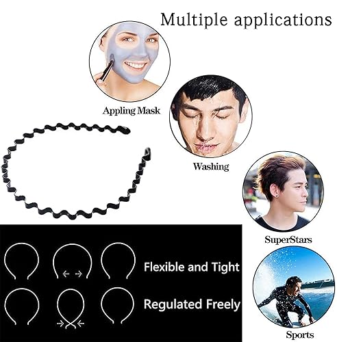 Miniatura 5 de Banda elástica ondulada para el cabello con ondas de primavera aro de metal antideslizante multiestilo accesorios unisex de moda deportiva para