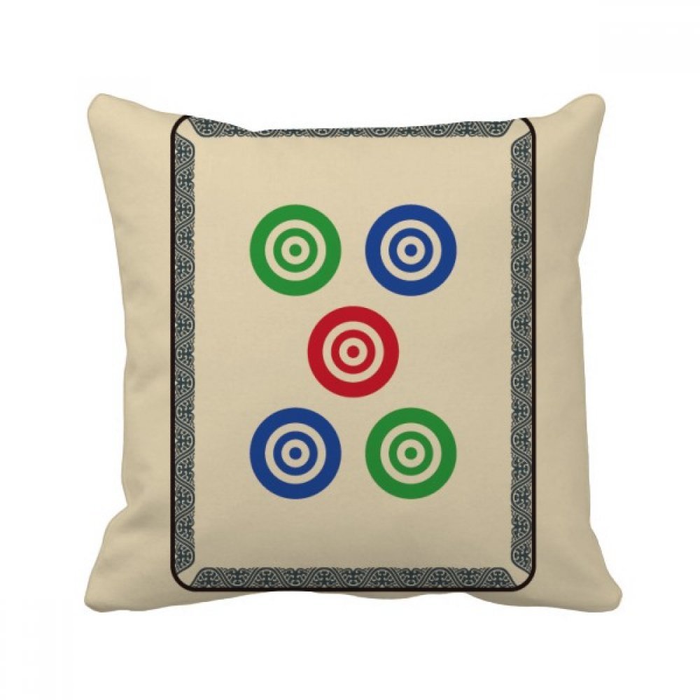 Coussin Mahjong Cercle Points 5 DIYthinker 40x40cm carré multicolore