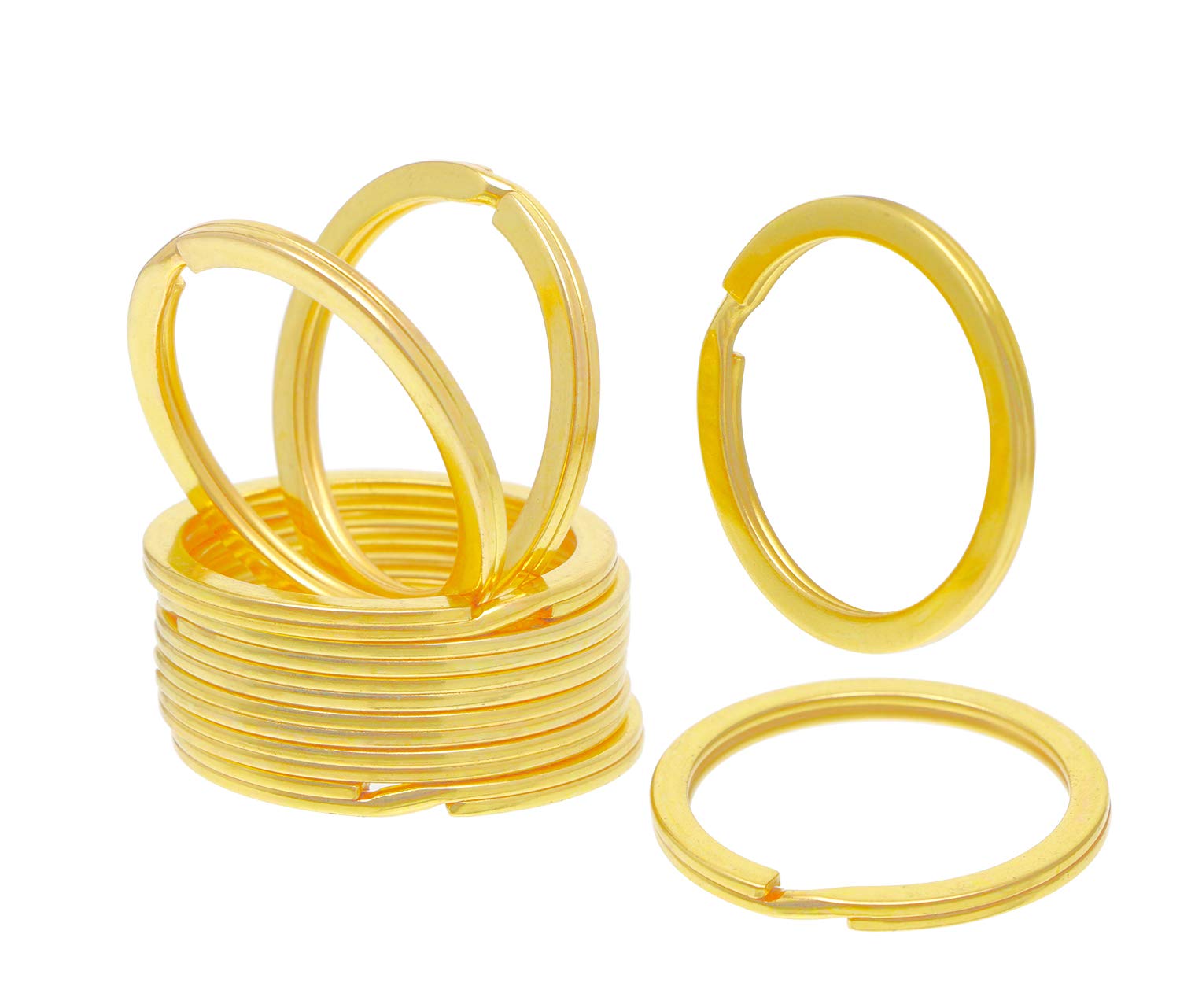 Shapenty 1.2 Inch Metal Flat Split Key Rings Chain Connector Circular Keyring Clip Loop Holder for Home Car Keys Organization and Name Tag Attachment, 10PCS (Gold)