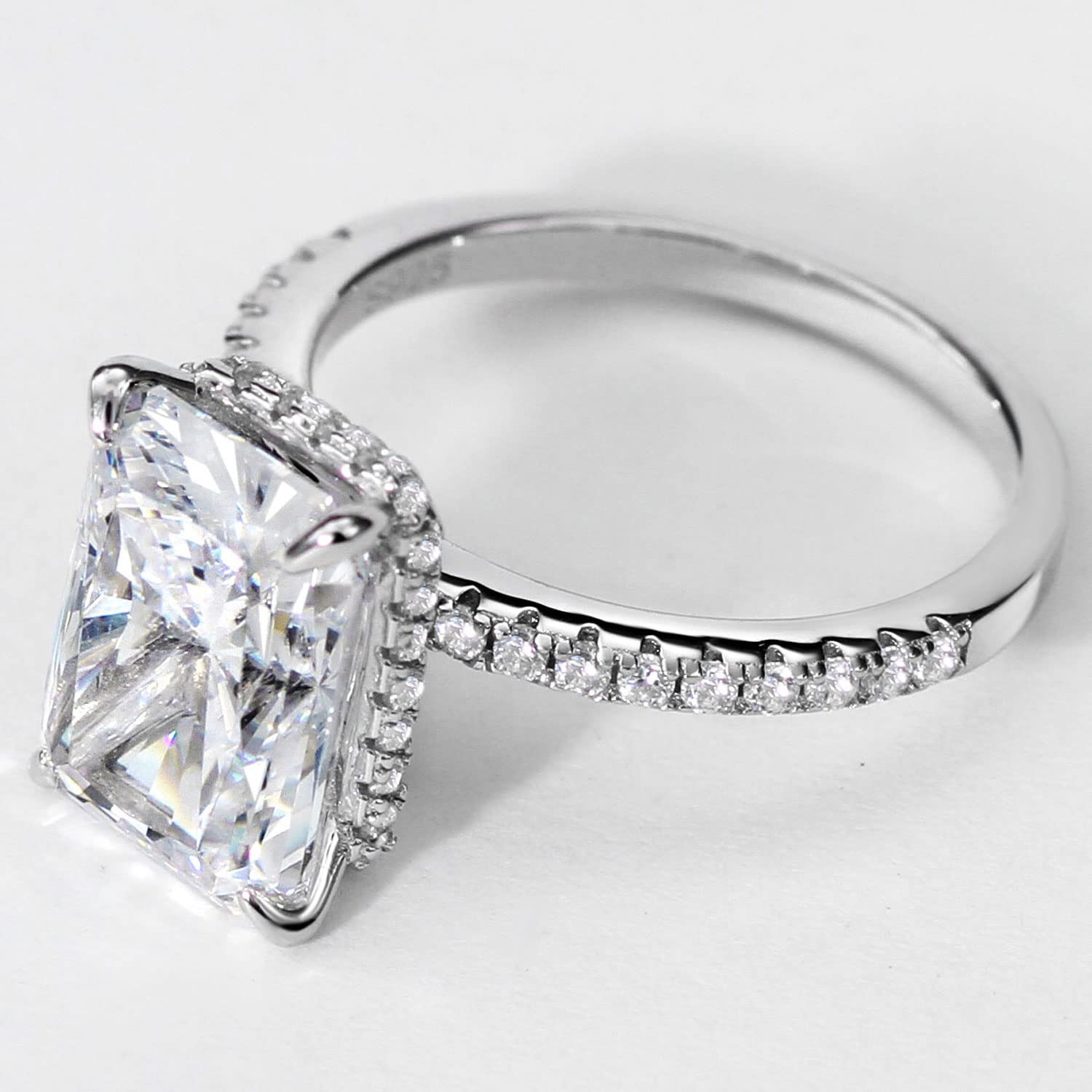 Michooyel S925 4ct Radiant Cut Cubic Zirconia Anelli di fidanzamento per le donne Anello nuziale Anello di promessa Fede nuziale in argento sterling