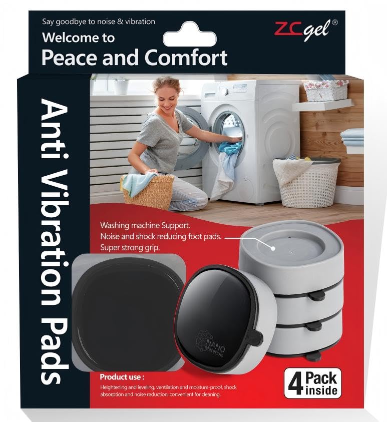 Anti Vibration Pads for Washer Dryer Machine, 4pcs Shock-Absorbing Washing Machine Stand for Home Appliances, Noise & Movement Reduction Feet for Washers & Dryers, Anti-Slide Rubber Pads