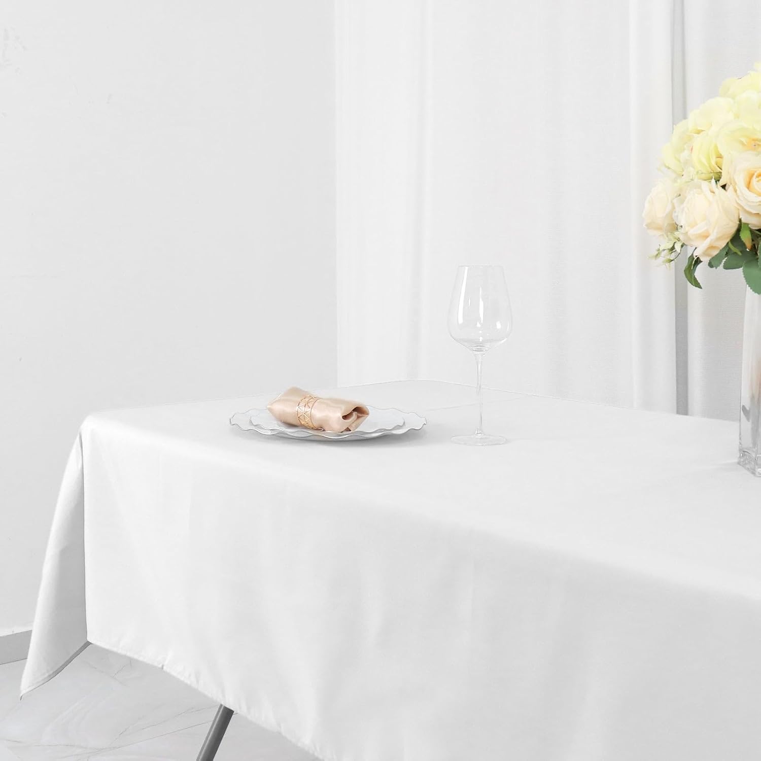Efavormart 54x96" WHITE Wholesale Linens Polyester Tablecloths Rectangle Banquet Linen Wedding Party Restaurant Tablecloth