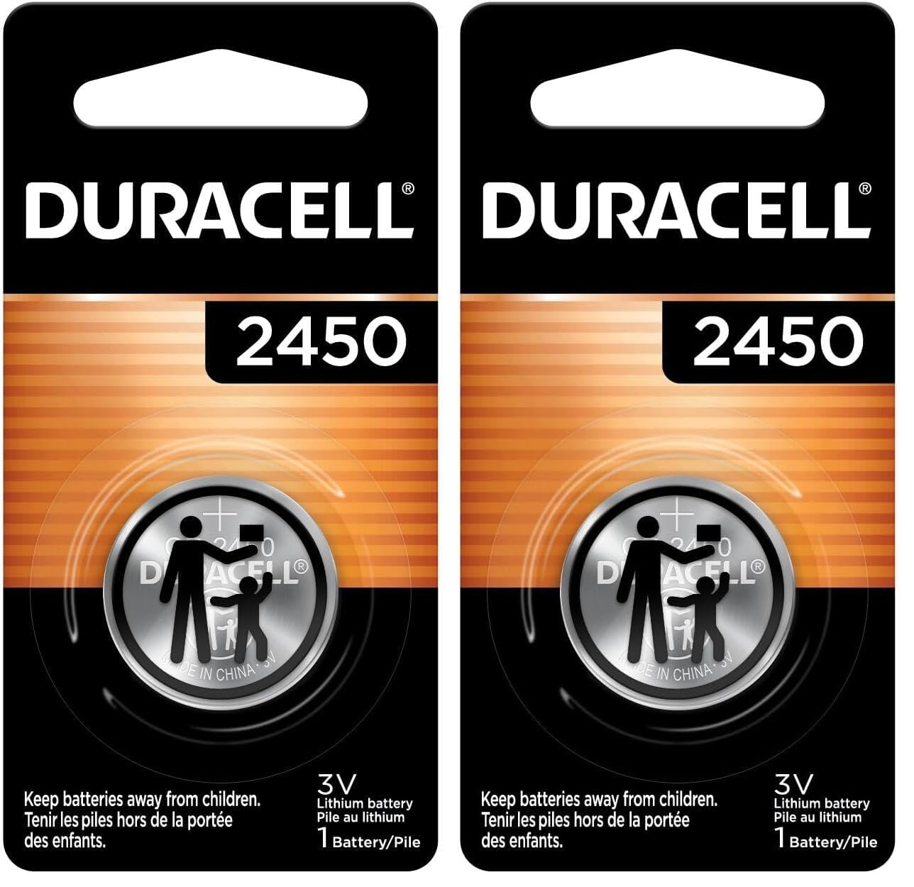DURACELL CR2450 Lithium Battery, Coin Battery for Key Fob, Car Remote, Watch, and Other Devices, CR2450 Lithium 3 Volt (3V) Cell, 1 Count, (Pack of 2) 1 Count (Pack of 2)