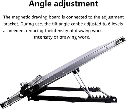 Drafting Board with Parallel Motion Bar, Adjustable Tilt, Stainless Steel Strips, Aluminum Track, Ideal Architecture Tool for Drawing and Drafting
