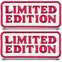 2 Pcs White Limited Edition Text Logo Patch Iron On/Sew on Patch Fashion Embroidered Patches Fun Tactics Emblem Applique Concise Decoration Accessories Patches for Backpacks,Clothes,Vest,Jacket,Hat
