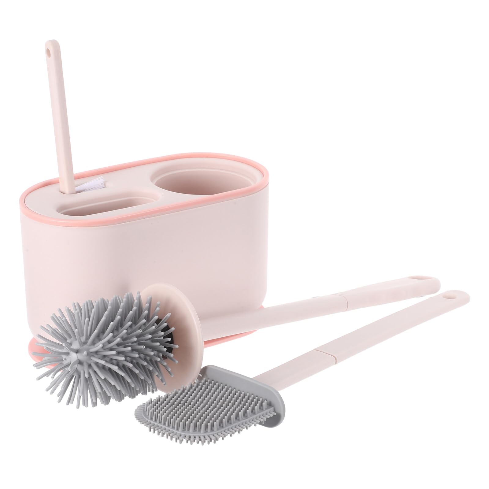 Brosse WC murale rose pour éviter l'encombrement au sol dans la salle de bain