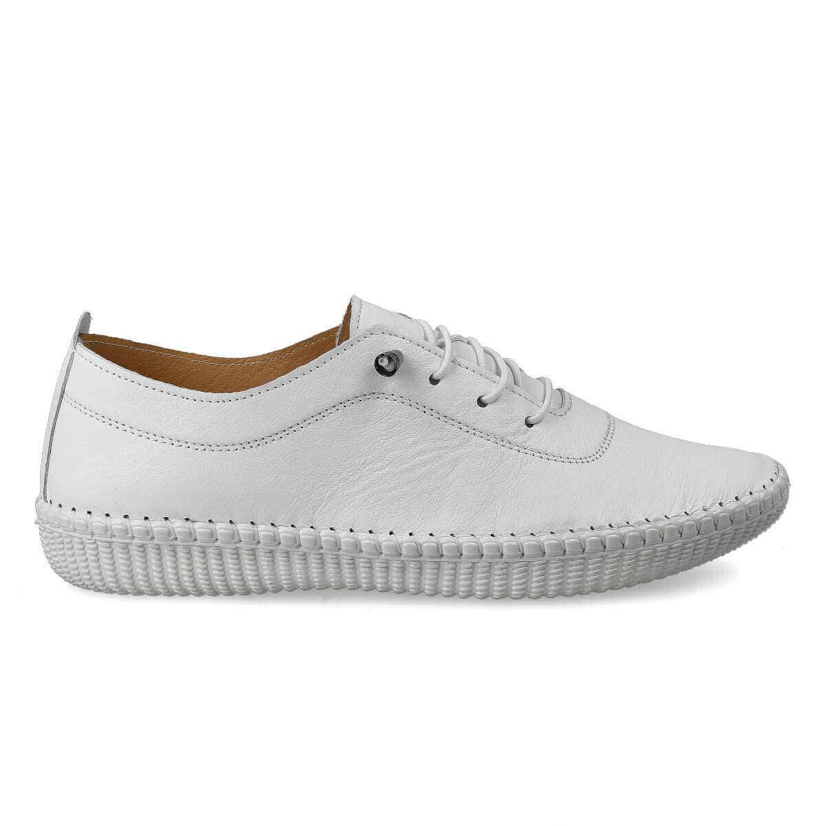 Sneaker Scarpe in Pelle Casual per Donna. Flessibile e Confortevole. Scarpe Sportive Piatte. Lacci Elastiche. Grande comodità. Bianco, Nero, Pelle, Blu Navy, Kaki, Rosso, Beige