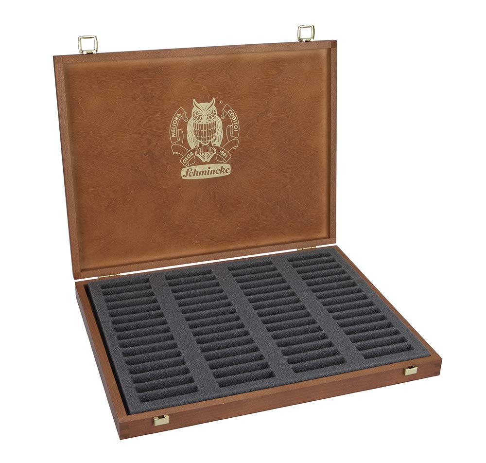 Schmincke - Pastel, caja vacía para 60 colores, 77 960 097, caja grande de madera para 60 pasteles, para rellenar individualmente con los mejores pasteles
