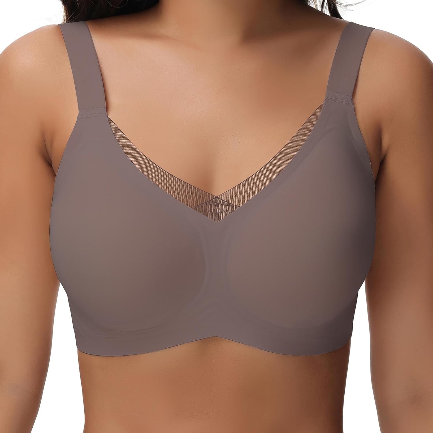 Wireless Comfy Bra for Women, V Mesh Full Coverage T-Shirt Bra Supportive Bralette No Underwire Seamless Sports Bras - Image 9