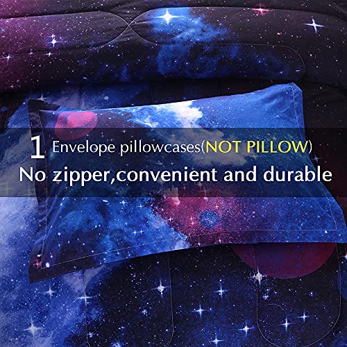 Wolmund Pomco Galaxy Comforter Twin (68X88 Inch), 2Pcs(1 Galaxy Comforter & 1 Pillowcases) 3D Space Outer Sky Microfiber Bedding Set, Universe Cloud Galaxy Comforter Set For Boy Girl Teen Kid #TOP4