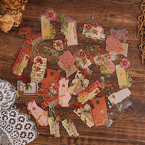 image for Dizdkizd Die Cut Gold Foil Floral Stickers (180 Pieces), Transparent A