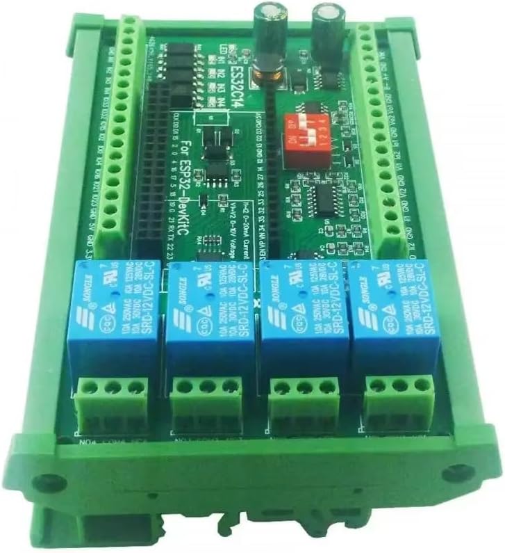 DC 12V 24V ESP32 Expansion Board Digital Analog DAC ADC IO WiFi Relay Switch ES32C14 Module for Arduino PLC Smart Home IOT DIY (DC 12V with Shel)