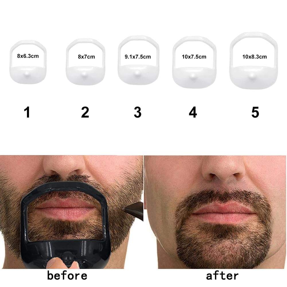 Modelli per Styling Barba,Modello per Rasatura pizzetto Modelli,Strumento per modellare e acconciare la barba,Modello Shaper Barba per Accessori Barba Modello per lo Styling Della Barba,5 Pezzi,Bianco
