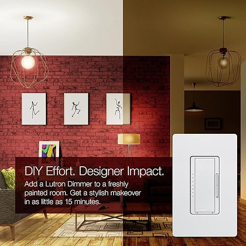 Vista 16 de Lutron - Interruptor de atenuación Maestro LED+ para bombillas LED regulables, halógenas e incandescentes, 150 W/un solo polo o multiubicación