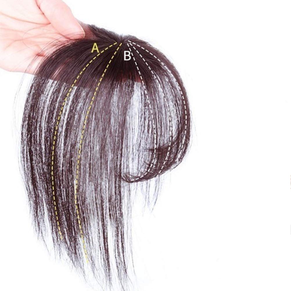 OSEN Human Hair 3D Air Bangs Clip in Dark Brown Fringe Hair Piece Hair Topper Extensions for Women-image-40