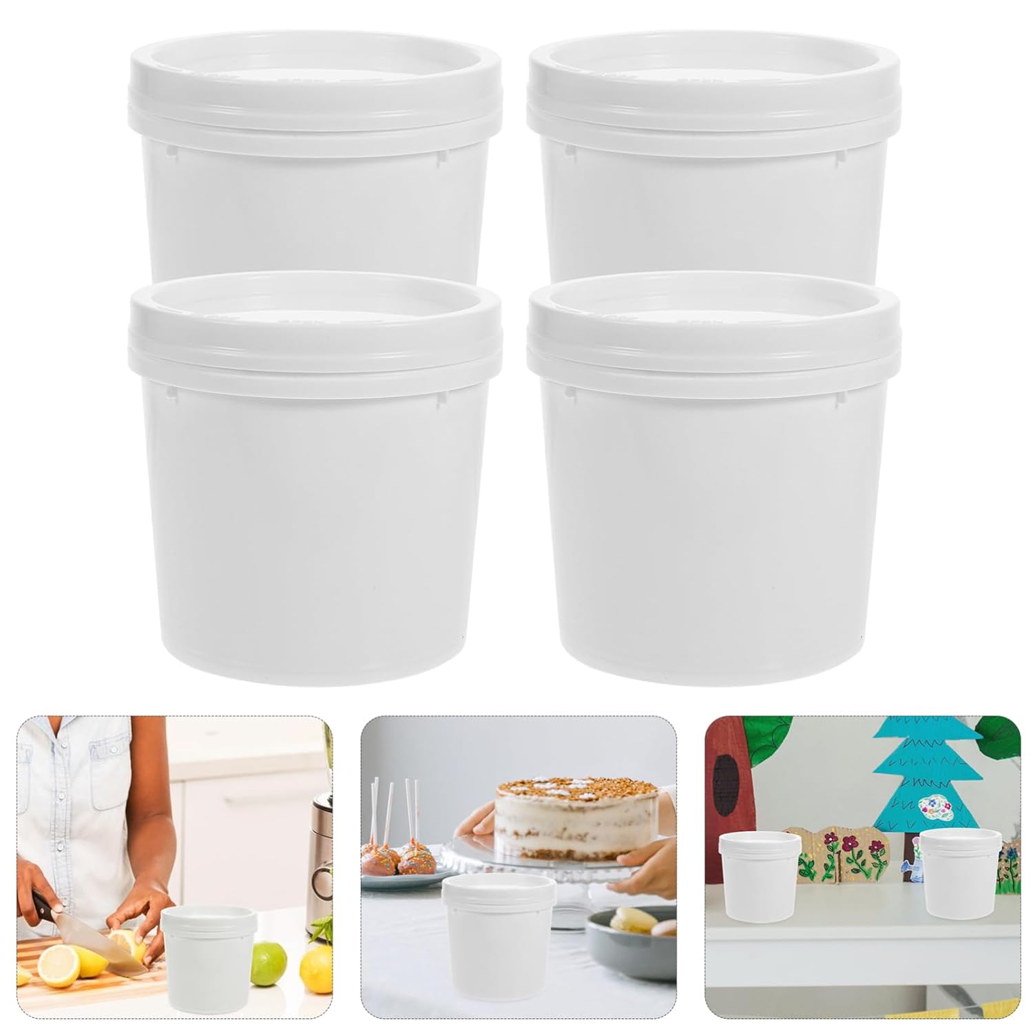 12pcs Portable Paint Bucket Lid Food Grade Plastic Square Bucket Handles Sealing for Water Oil