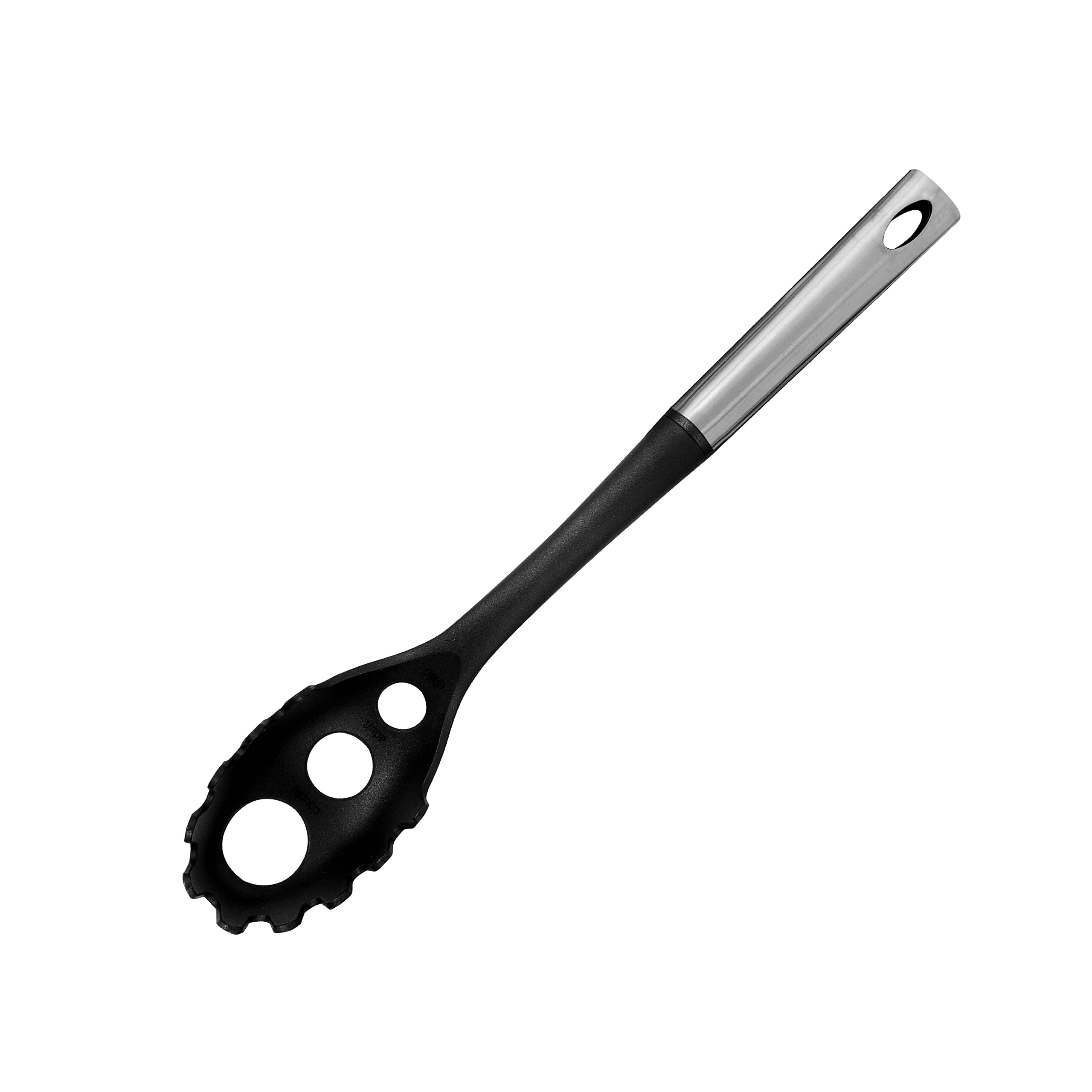 Fackelmann ORIGIN Spaghetti Spoon, Spaghetti Fork, Server, Plastic Function Head, Stainless Steel Handle, 34.5x6.2x5cm, Silver & Black