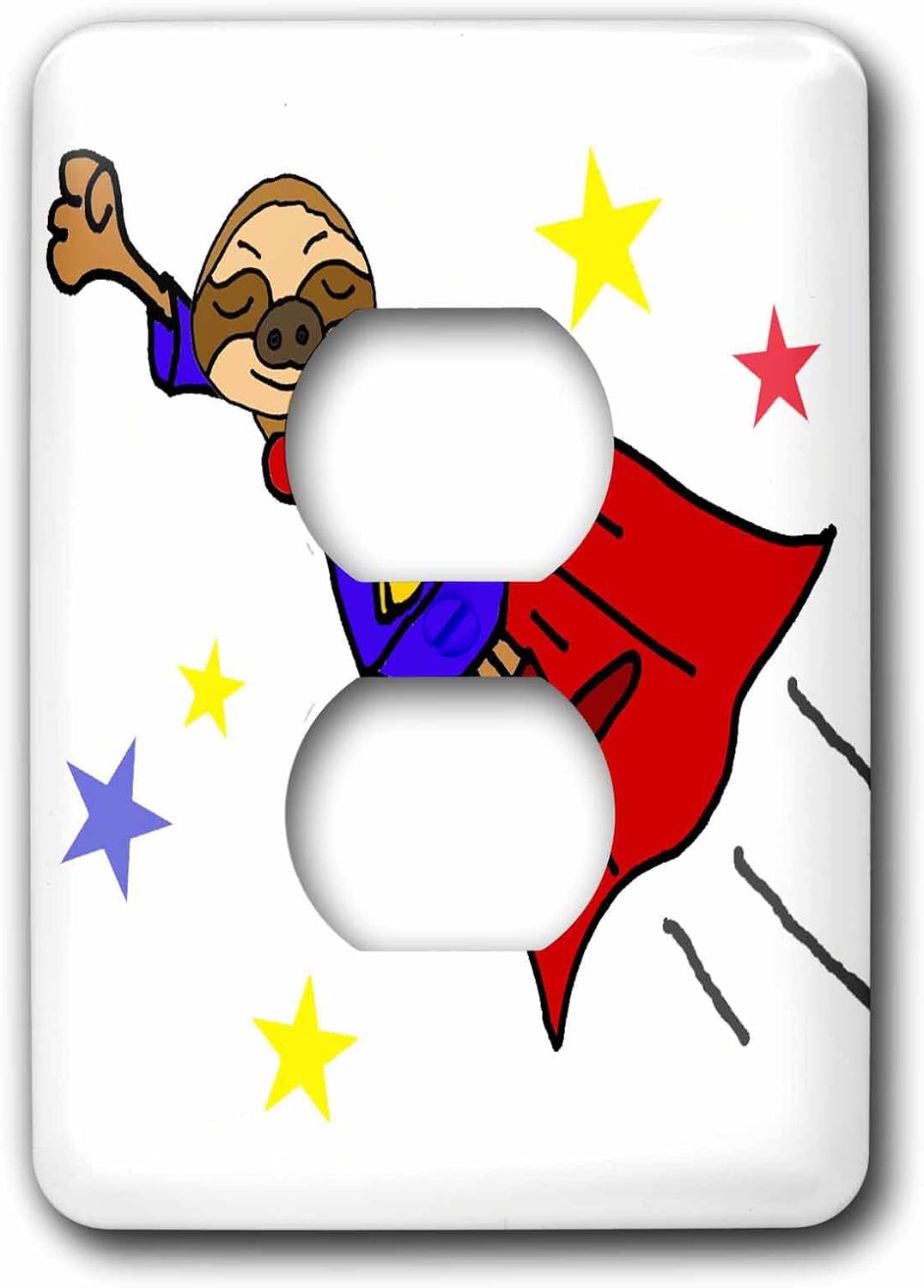 3dRose Cute Funny Flying Sloth Superhero in Red Cape Cartoon single toggle switch