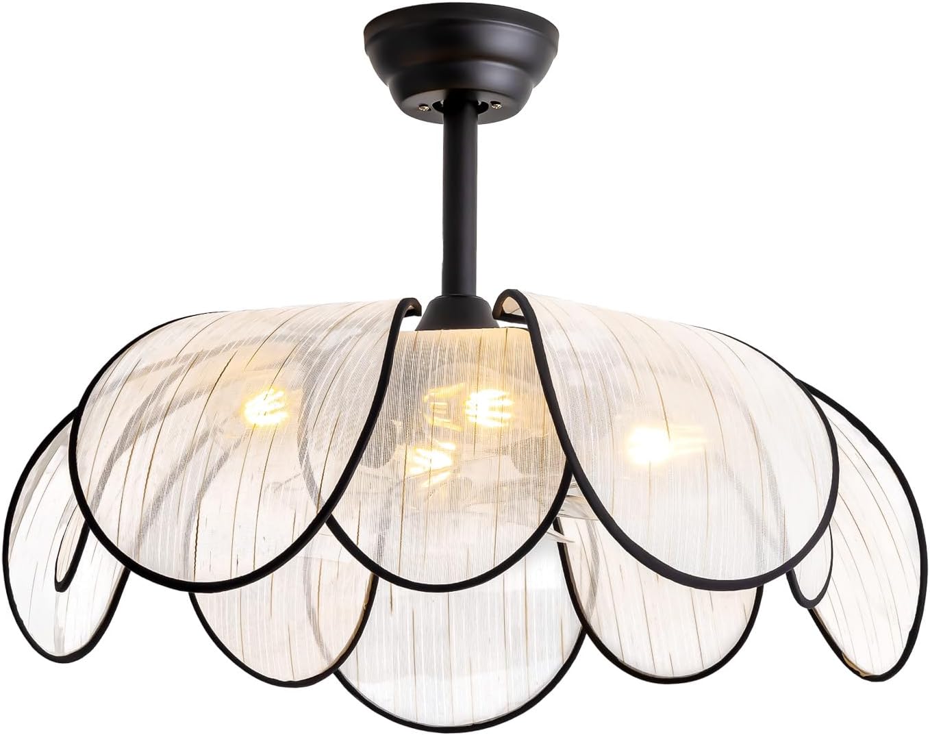 28" Flower Ceiling Fan with Lights and Remote Control, Boho Black Chandelier Fan with 6 Speeds, Modern Fandelier for Kitchen Island, Dining Room, Living Room, Nursery