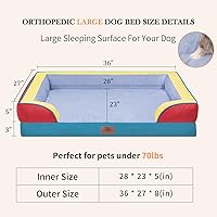 Vista 100 de Comfort Expression Cama ortopédica para perros extra grandes de 45 x 35 pulgadas, cama para mascotas XL de espuma tipo caja de huevos impermeable