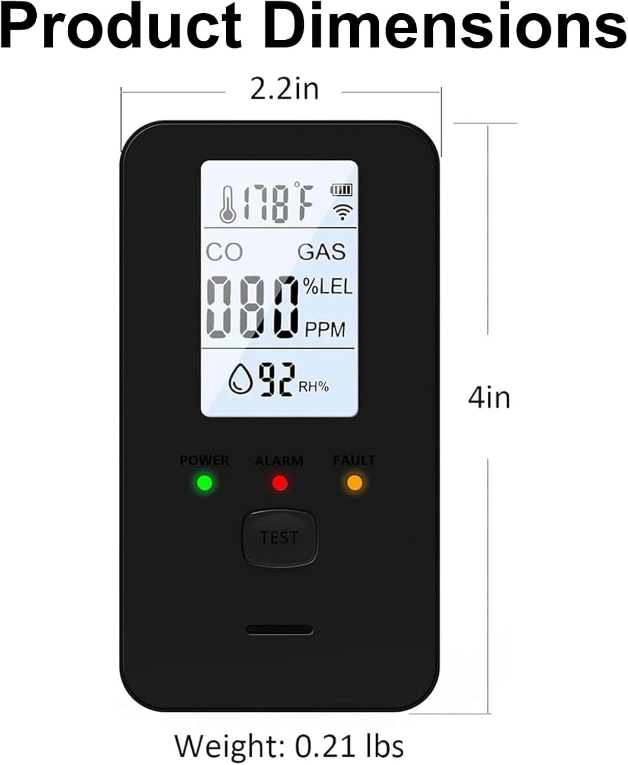 4-in-1 Detector with HD Screen, 4-in-1 Detector for Home, Hotel, Apartment, Travel, Camping RV (Black)