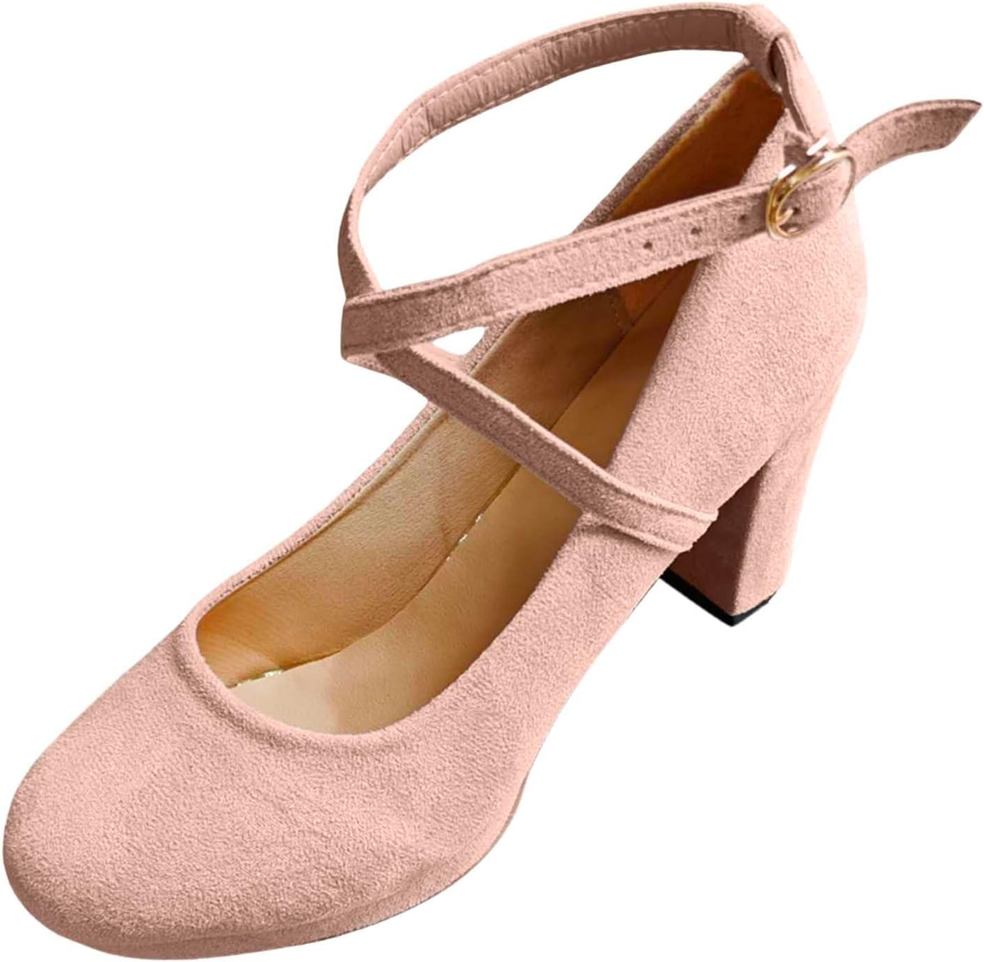 2026 Women Women's Foreign Trade Shoes Suede Platform Block Heels Lightweight Patent Cocktail Wedding Guest Comfort Ladies Kitten Heel Slingback Pointed Toe (24) Pink