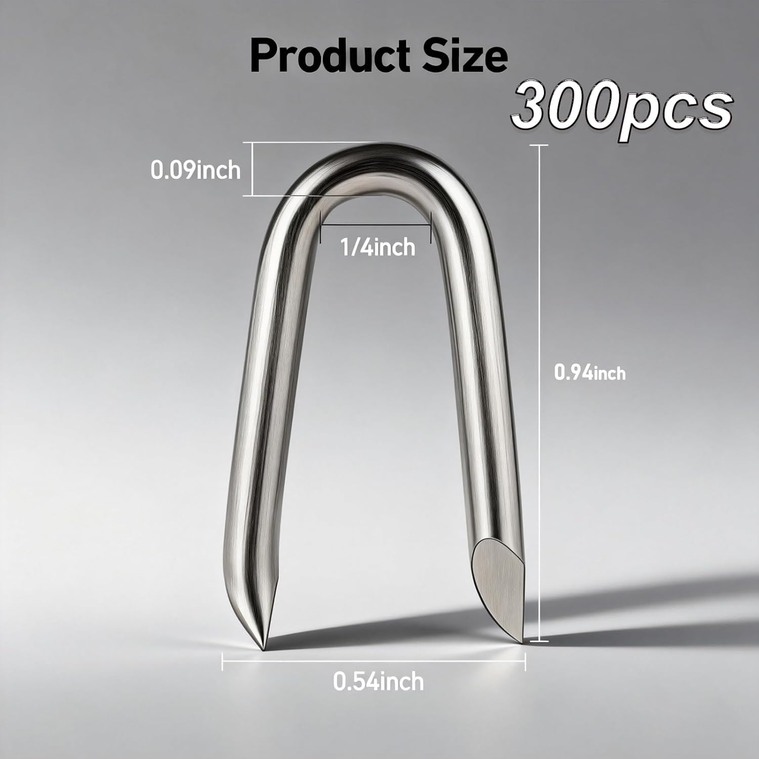 300 pcs Steel Wire Fencing Staples, Galvanized U-Shaped Fasteners Nails for Wire Mesh and Woven Fencing, Premium Fence Nails