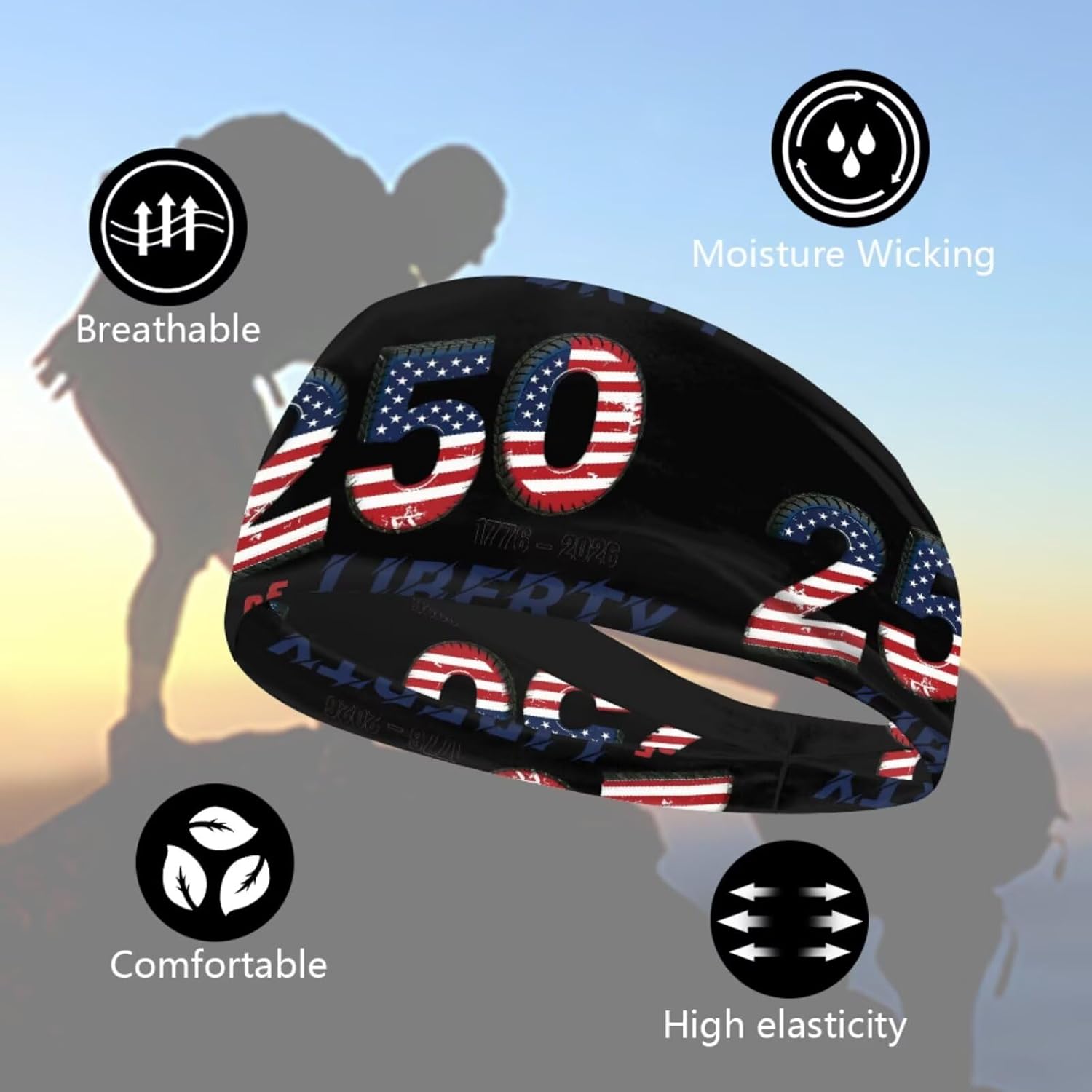 Jeiento Workout Headbands for Women Men,No-Slip Headbands Stretch Sweatbands,Soft Moisture Wicking Wide Headbands for Sport Yoga Running,4Pcs