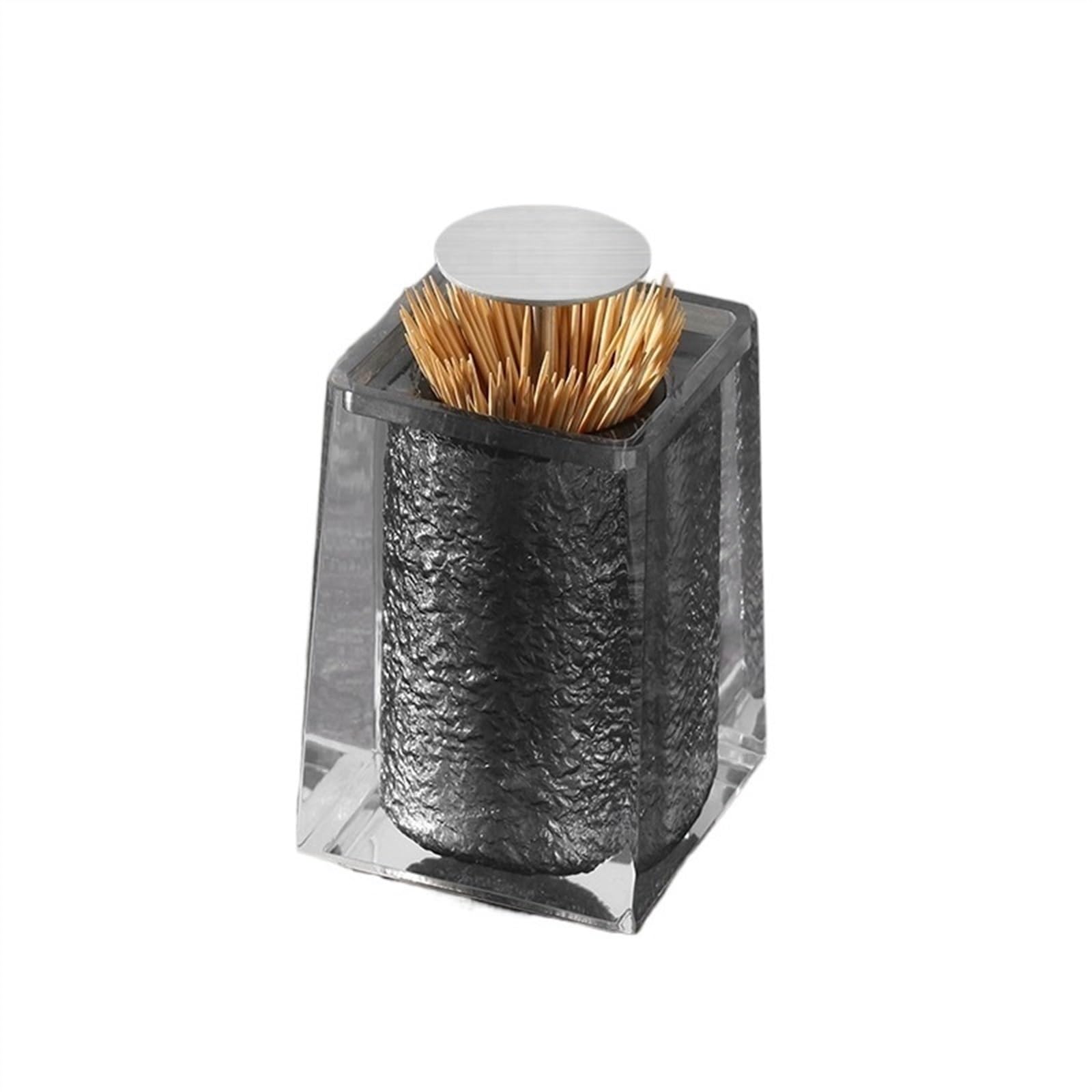 AYCDL Toothpick Dispenser Toothpick box home creative toothpick box press type automatic pop-up toothpick box Toothpick Holder,Silver