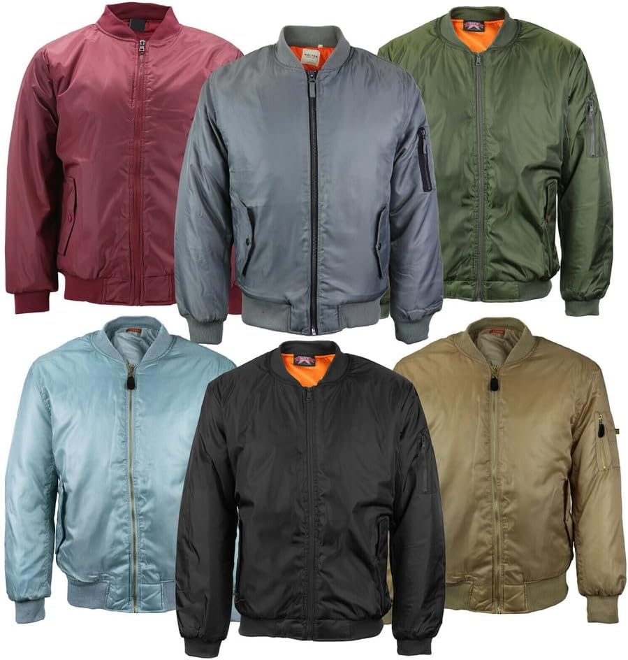 Generic Design Jacket for (Couleur : Grey) (SIZE: XL) Bomber Jacket Winter Mens Heavy Weight Ma-1 Flight Full Zip Outerwear Coat