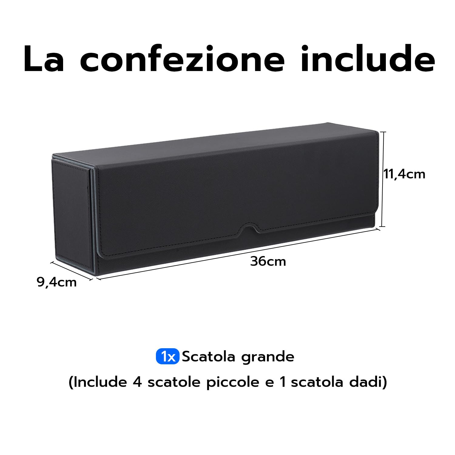 5 in 1 Box Porta Mazzo per Carte MTG Capacità di 800+ Senza Maniche Carte con Dice Tray, Magnetic Flip Deck Box per le Carte di Magic Commander TCG-Nero
