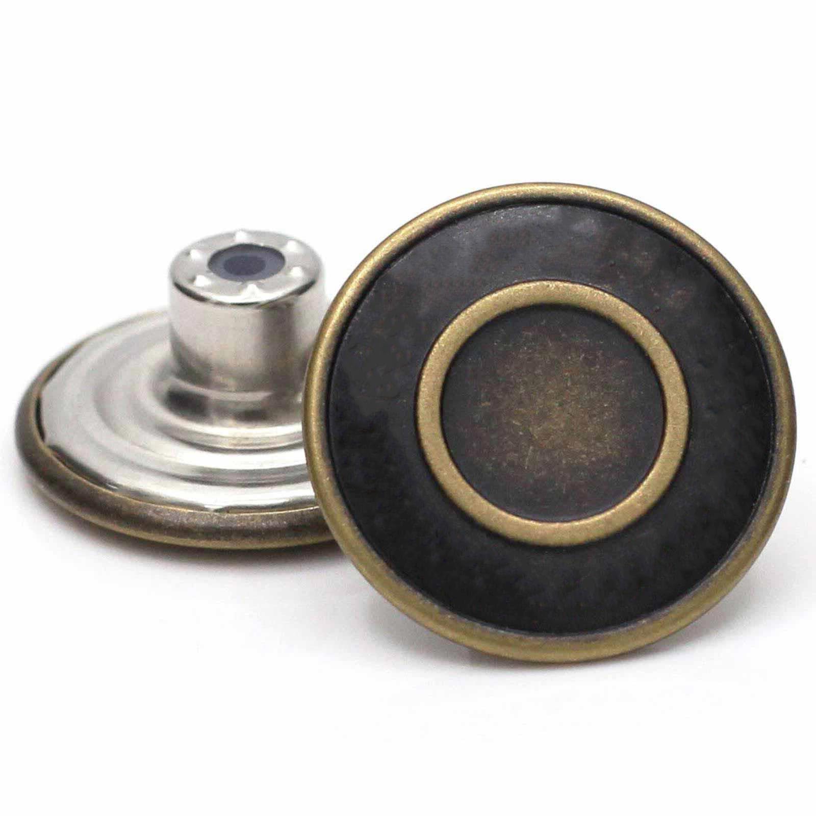 16mm Replacement Jean Tack Buttons No Sew Metal Buttons for Denims Jeans, Jackets,12 Sets (Bronze)