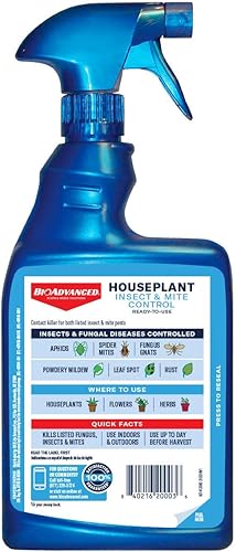 Miniatura 7 de BioAdvanced Control de Insectos y Ácaros para Plantas de Interior, Listo para Usar, Asesino de Enfermedades Fúngicas y Mosquitos de Hongos, 24 onzas