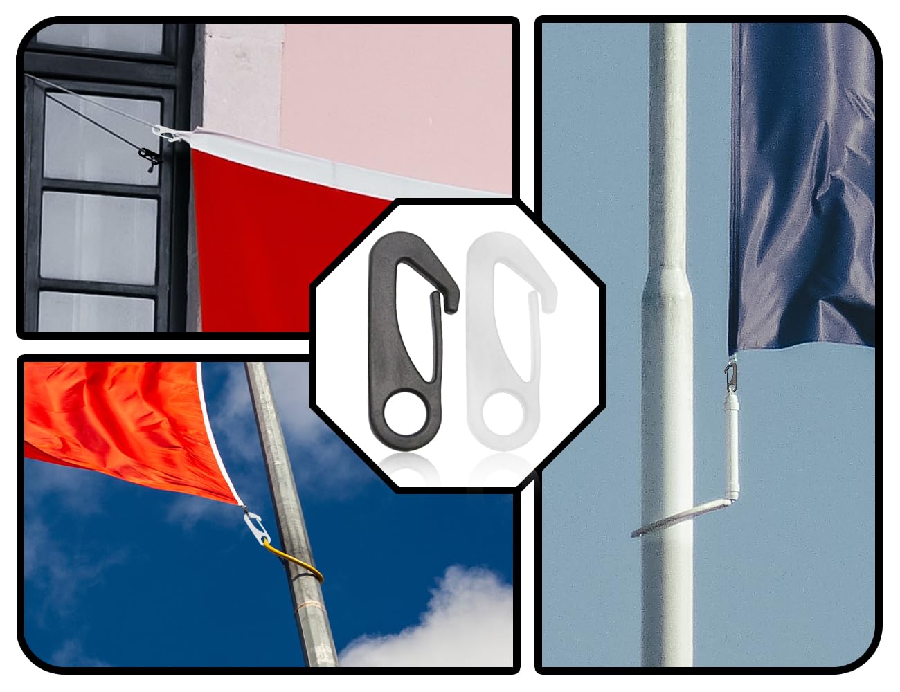 Flaggenhaken Für Fahnenmast - Robuster Karabinerhaken Gold Für Boote & Garten